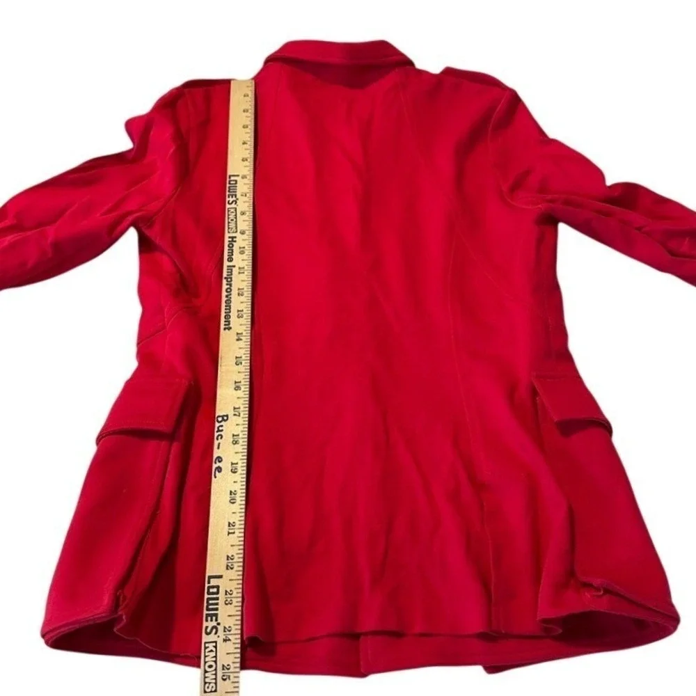 Bailey 44 Women's Military Style Blazer Jacket Lg Red Utility Button Made In USA